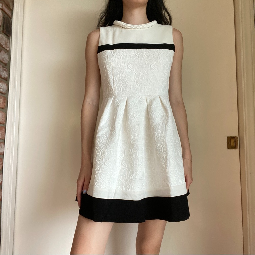 white and black mini dress